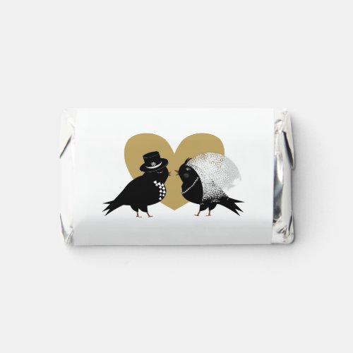 Love Birds Cute Elegant Black White Gold Hersheys Miniatures