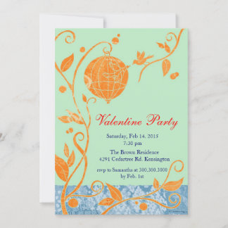 Love Birds Cute Valentine's Day Party Invitations