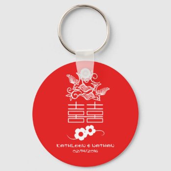 Love Birds - Double Happiness - Wedding Favors Keychain by FestiveFair at Zazzle