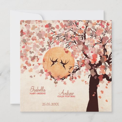 Love Birds - Fall Wedding Personalized Invitation
