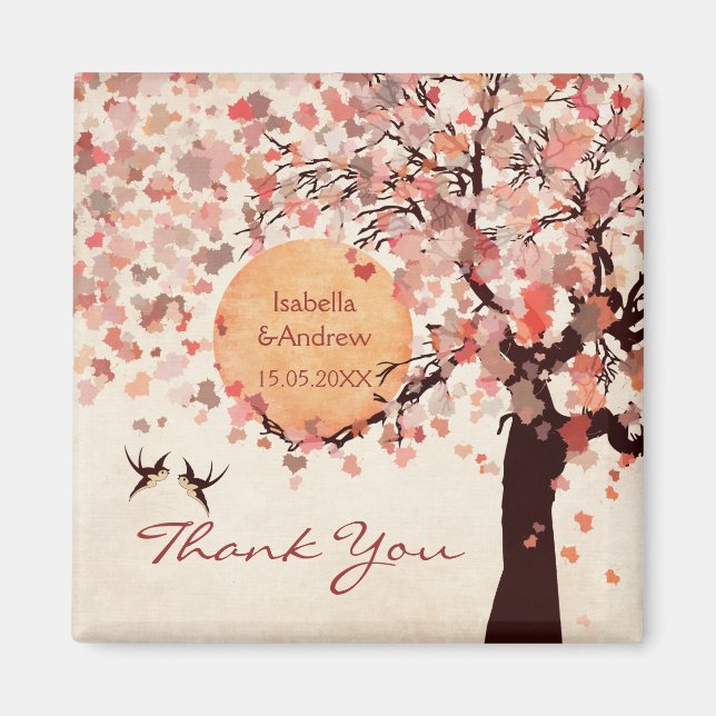 Love Birds - Fall Wedding  Thank You Favor Magnet (Front)