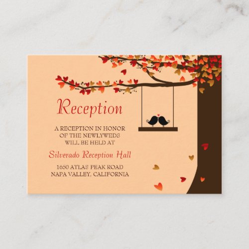 Love Birds Falling Hearts Mini Reception 100pk Business Card Template