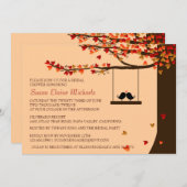 Love Birds Falling Hearts Oak Tree Bridal Shower Invitation (Front/Back)