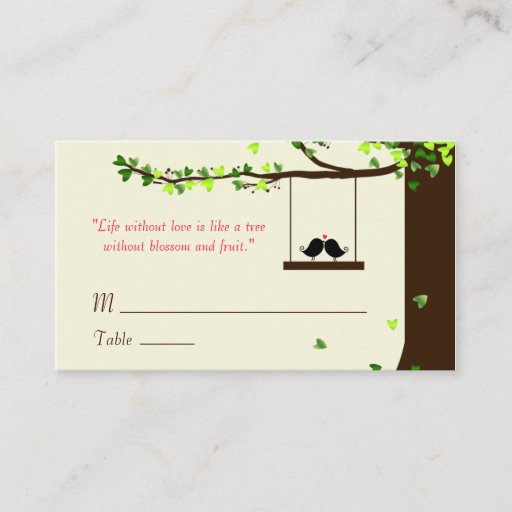 Customizable Love Birds Falling Hearts Oak Tree Name Cards Business Card Templates