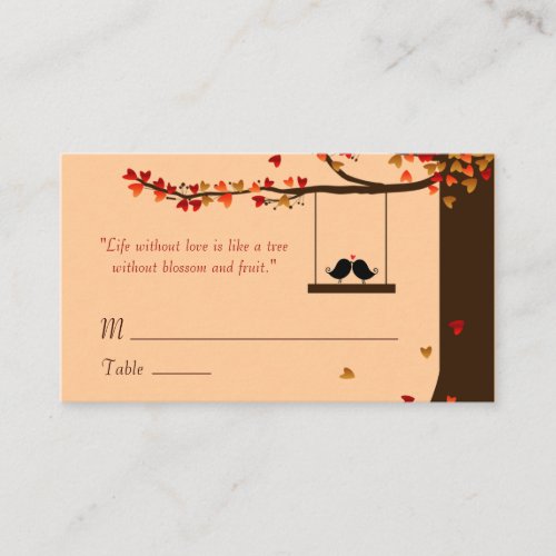 Love Birds Falling Hearts Oak Tree Name Cards Business Cards