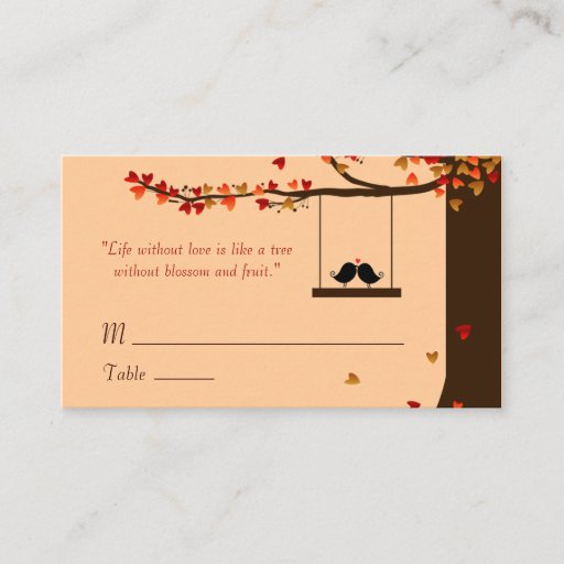Customizable Love Birds Falling Hearts Oak Tree Name Cards Business Cards