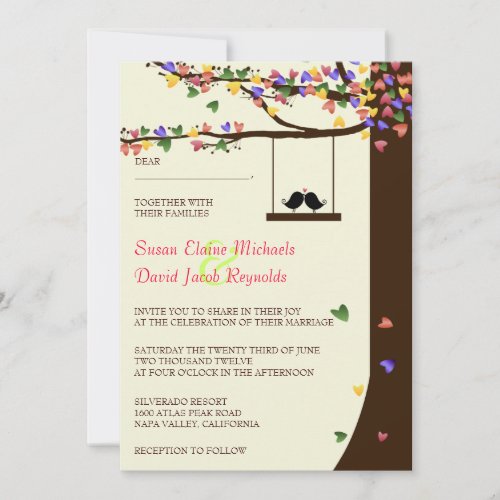 Love Birds Falling Hearts Oak Tree Per Personalized Announcement
