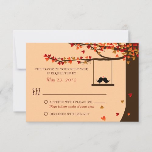 Love Birds Falling Hearts Oak Tree RSVP