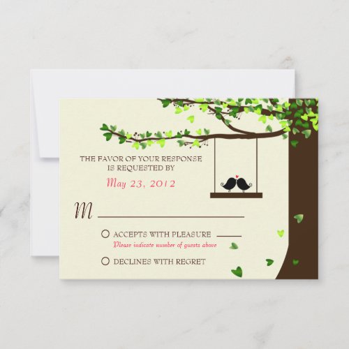 Love Birds Falling Hearts Oak Tree RSVP