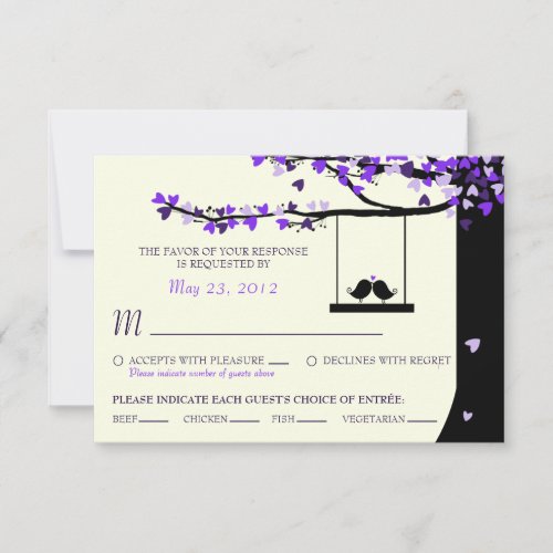 Love Birds Falling Hearts Oak Tree RSVP (Meal)