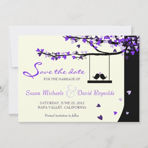 Love Birds Falling Hearts Oak Tree Save the Date