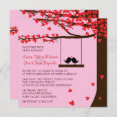 Love Birds Falling Hearts Oak Tree Wedding Invite (Front/Back)