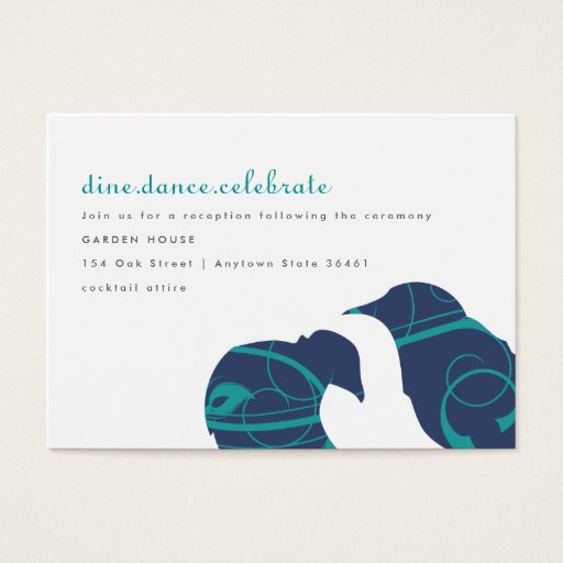 Customizable Love Birds &amp; Feather - Teal and Navy Info Card Business Card Templates