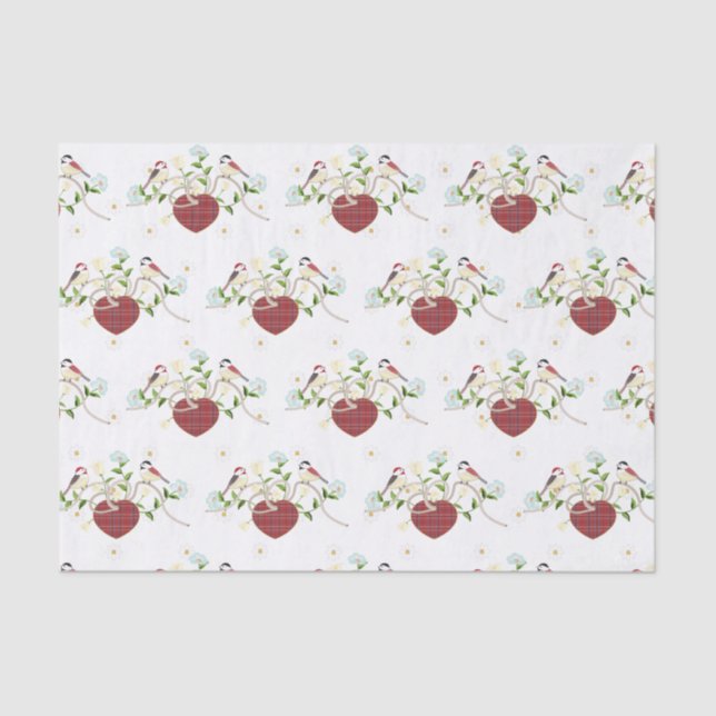 Love Birds Floral Tissue Paper (Front)