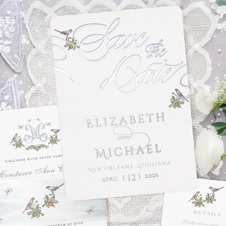 Love Birds Foil Save The Date Invitation