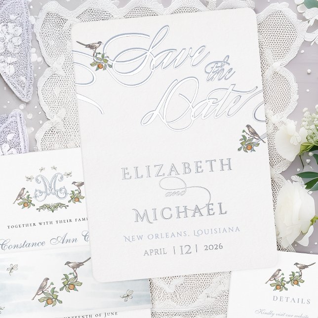 Love Birds Foil Save The Date Invitation (Creator Uploaded)