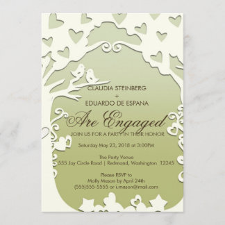 Love Birds Forever on Pastel Sunset Olive Invitation