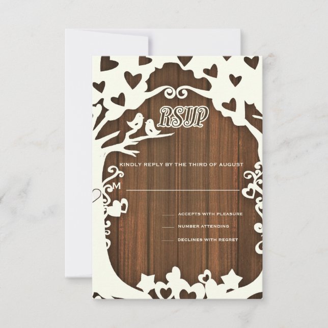 Love Birds Forever on Woodpanel Invitation (Front)