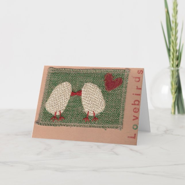 Love Birds Green Holiday Card (Front)