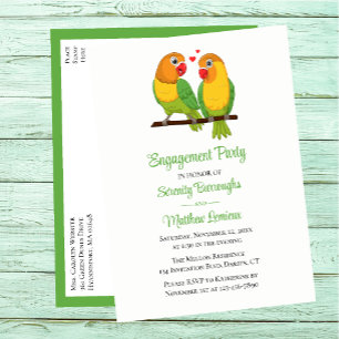 Love Birds Green Yellow Lovebird Engagement Party Invitation Postcard