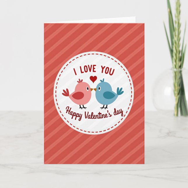 Love Birds Happy Valentines Day Card (Front)
