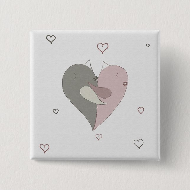 Love Birds Heart Button (Front)