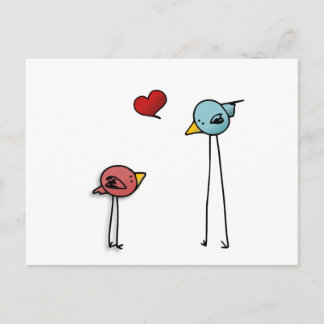 love birds heart cartoon valentine cute lovers holiday postcard