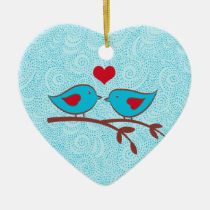 Love Birds Heart Ornament
