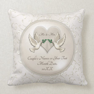 Love Birds Heart Personalized Mr and Mrs Pillows