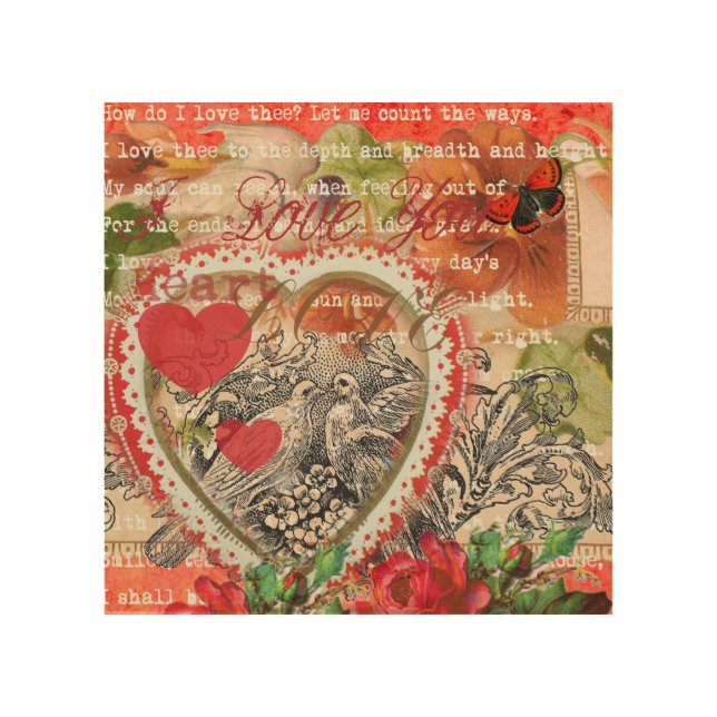 Love Birds Heart Red Art Collage (Front)