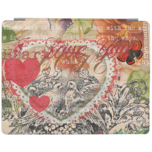 Love Birds Heart Red Art Collage iPad Smart Cover