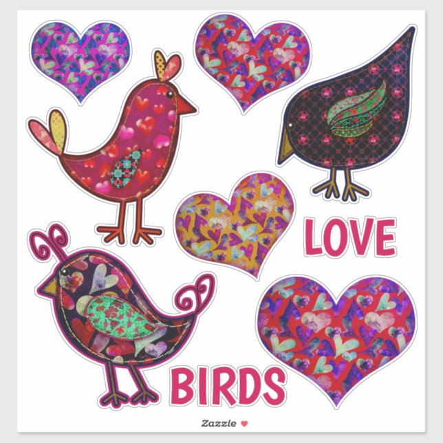 Love Birds | Heart Shapes | Valentine's Day Sticker (Sheet)