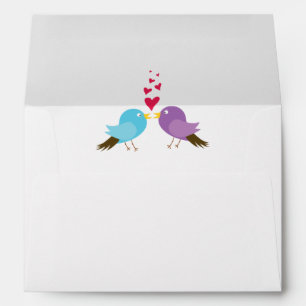 Love Birds & Hearts 5x7 Wedding Invitation Envelope