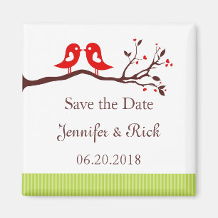 Love birds, hearts Save the Date Magnet