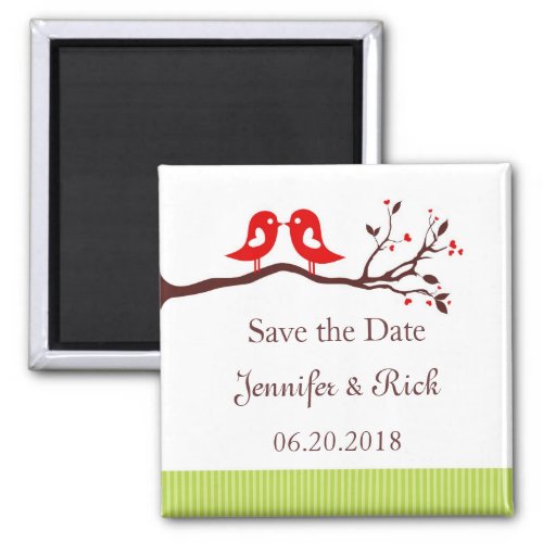 Love birds hearts Save the Date Magnet