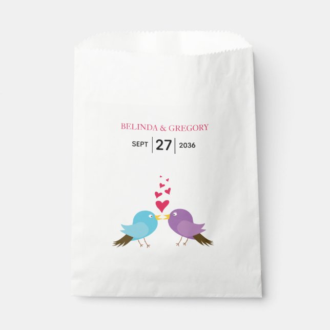Love Birds & Hearts Wedding Favor Bag (Front)