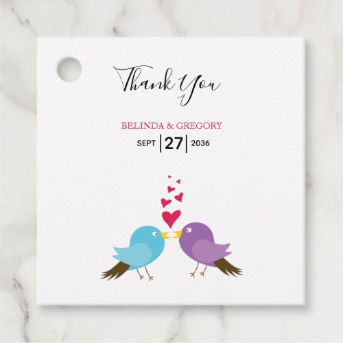 Love Birds  Hearts Wedding Gift Favor Tags