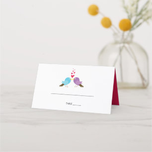 Love Birds & Hearts Wedding Place Card