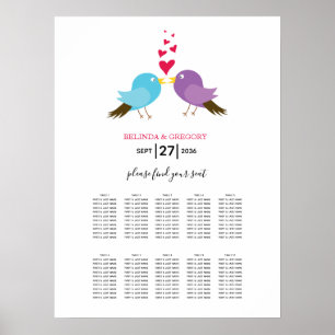 Love Birds & Hearts Wedding Seating Chart