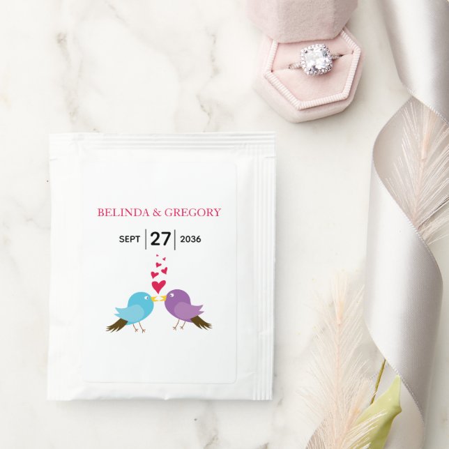 Love Birds & Hearts Wedding  Tea Bag Drink Mix (Wedding)
