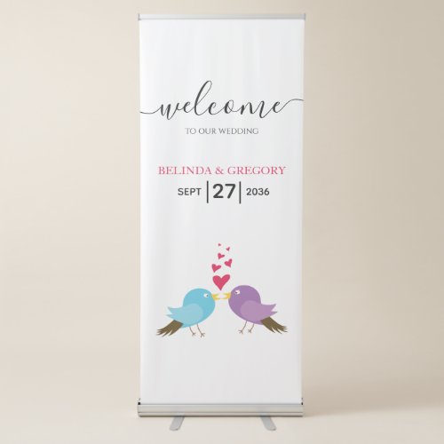 Love Birds  Hearts Wedding Welcome Sign