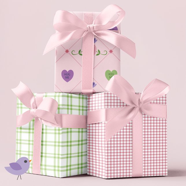 Love Birds Hearts Wrapping Paper Sheets (Creator Uploaded)