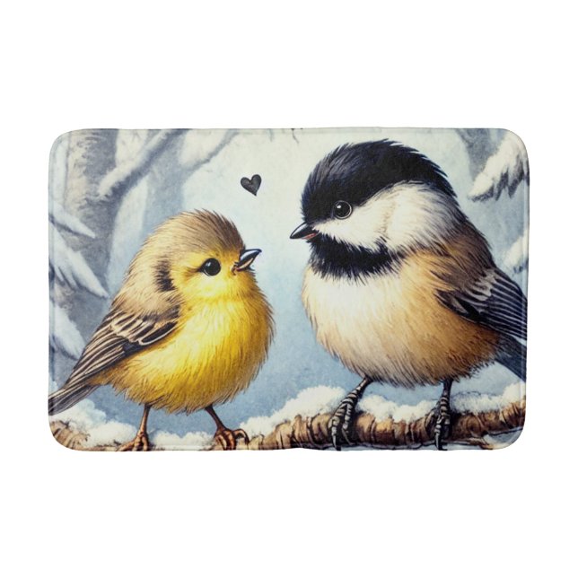 Love Birds In a Frozen Winter Decor Bath Mat (Front)