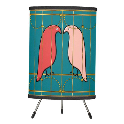 Love Birds in a Gilded Cage Tripod Lamp