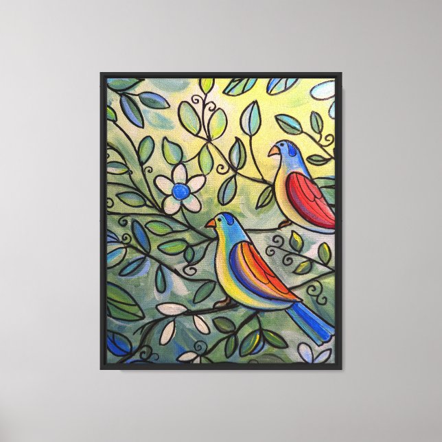 Love Birds in a Tree Canvas Print (Front)