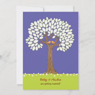 Love Birds in a Tree (Night) Wedding Invitation