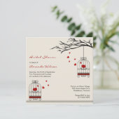 Love Birds in Birdcages Bridal Shower Invitations (Standing Front)