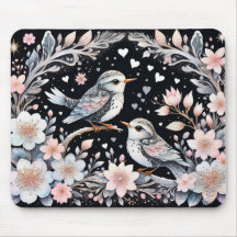 Love birds in Christmas background