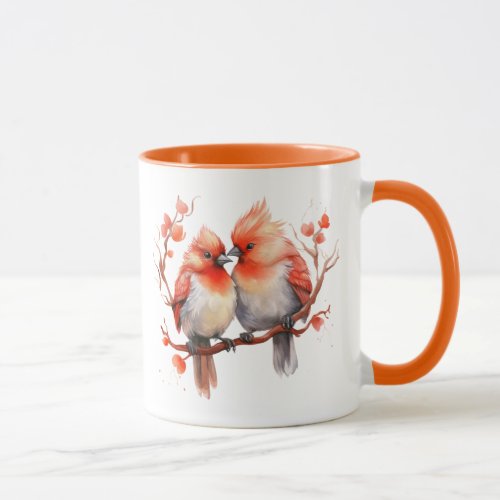Love Birds In Orange Valentines Day Mug