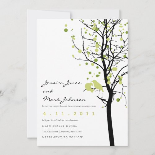 Love Birds in Polka Dot Tree Personalized Invitation